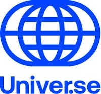 a blue logo with the word universe on it