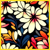 a colorful floral pattern on a black background