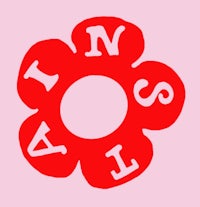 a red flower with the word inni on it