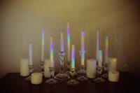 a group of candles on a table