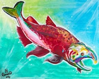 a painting of a rainbow trout