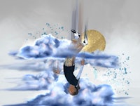 an illustration of a person floating in the clouds