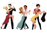 a group of people dancing a tango - people characters