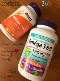 a bottle of omega 359 and a bottle of vitamin d