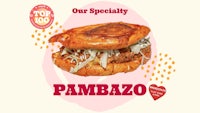 a sandwich with the words pambozo on it