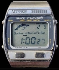 a neosonic space attacher watch on a black background