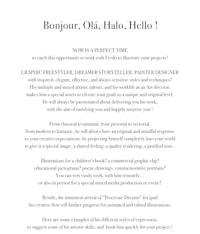 a flyer with the words bonjour, oh, hello