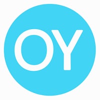 a blue circle with the word yo on it