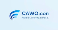 cawo com logo on a blue background