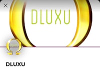 the logo for dluxu with a gold ring