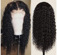 a wig with curly hair on a mannequin