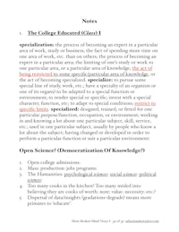 a page with a text about the college education