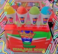 an italian ice machine with different colored ice cubes