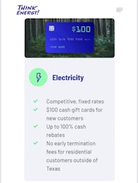 a screen shot of the electricity credit card