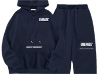 a navy hoodie and sweatpants set with the word energize