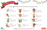 a christmas activity sheet with pictures of santa, elves, and reindeer
