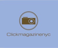 clickmagazine nyc logo on a blue background