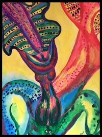 a colorful painting of an octopus