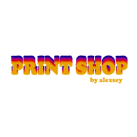 print shop by alesey on a black background