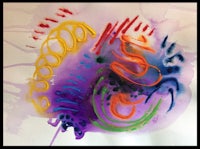 a watercolor painting of a colorful spiral