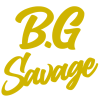 b g savage logo on a black background