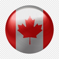 a canadian flag button on a transparent background
