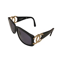 chanel sunglasses in black and gold