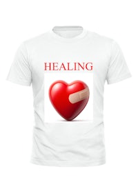 a white t - shirt with the words healing on it