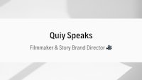 a white background with the words quincy speaks filmmaker and story brand director