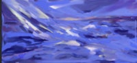 an abstract painting of a blue sky and clouds