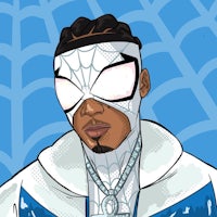 a cartoon illustration of a man in a spider - man costume