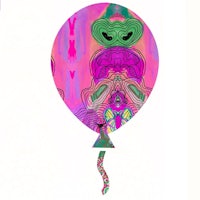 a pink balloon with a psychedelic design on it