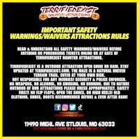 a flyer with the words important safety warnings and waiver attraction rules