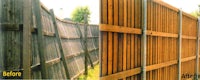 a before and after photo of a wooden fence