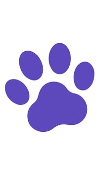 a purple paw print on a white background