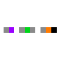 a black background with three squares of different colors