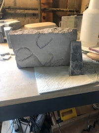 a block of concrete sitting on a table
