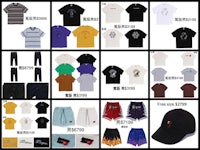 a collage of various t - shirts, hats and caps
