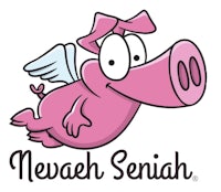 a cartoon pig with wings and the words newah senah