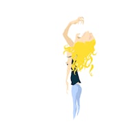 an illustration of a girl with long blonde hair