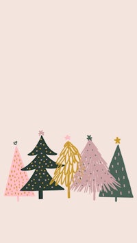 christmas trees on a pink background