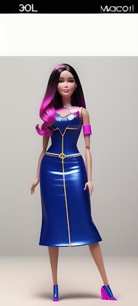a 3d model of a barbie doll in a blue dress