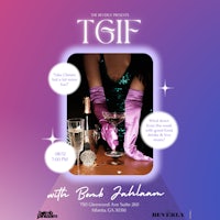a poster for tgf with a woman holding a glass of wine