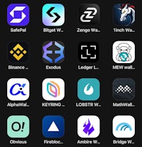 a list of different cryptocurrency apps on an iphone