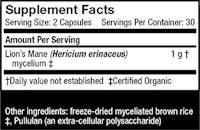 a label showing the ingredients of a supplement