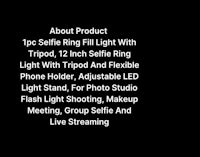 a black background with the words about product selfie fill light