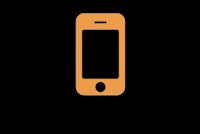 an orange cell phone on a black background