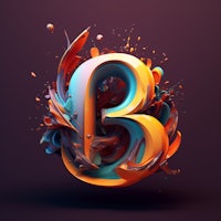 a 3d letter b with colorful splashes on it