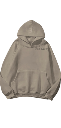 a tan hoodie with the word energia on it