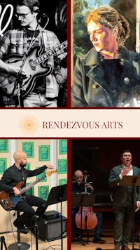 a collage of pictures with the words rendevous arts